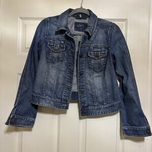 Ann Taylor LOFT Womens Jacket Size S Blue Denim Button-Up Long Sleeve western